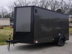 7×12 Enclosed Trailer Charcoal V-Nose Blackout Package 3,500lb Axle Storage - Image 3