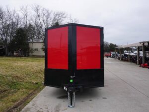 7×12 Enclosed Trailer Red V-Nose Blackout Package 3,500lb Axle Storage - Image 2