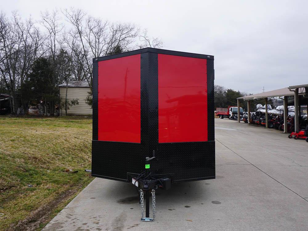 7×14 Enclosed Trailer Red V-Nose Blackout Package 3,500lb Axle Storage 7×14 Enclosed Trailer Red V-Nose Blackout Package 3,500lb Axle Storage - Image 1