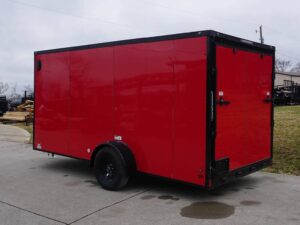 7×14 Enclosed Trailer Red V-Nose Blackout Package 3,500lb Axle Storage - Image 6
