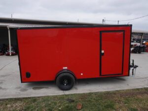 7×14 Enclosed Trailer Red V-Nose Blackout Package 3,500lb Axle Storage - Image 5