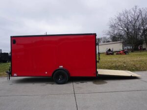 7×14 Enclosed Trailer Red V-Nose Blackout Package 3,500lb Axle Storage - Image 8