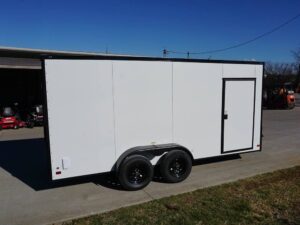 7×16 Enclosed Trailer White V-Nose Blackout Package Tandem Axle Storage - Image 7