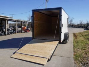 7×16 Enclosed Trailer White V-Nose Blackout Package Tandem Axle Storage - Image 13