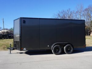 7×16 Enclosed Trailer Charcoal V-Nose Blackout Package Tandem Axle Storage - Image 4