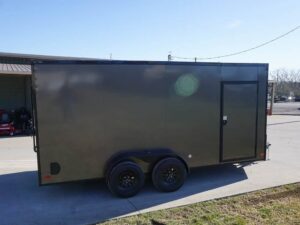 7×16 Enclosed Trailer Charcoal V-Nose Blackout Package Tandem Axle Storage - Image 7