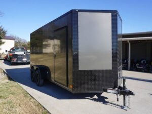 7×16 Enclosed Trailer Charcoal V-Nose Blackout Package Tandem Axle Storage - Image 8