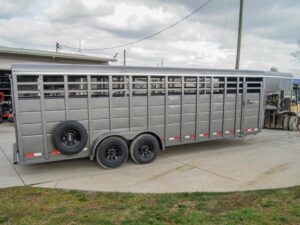 24ft Charcoal Gooseneck Livestock Trailer (2) 7K Axles - Image 2
