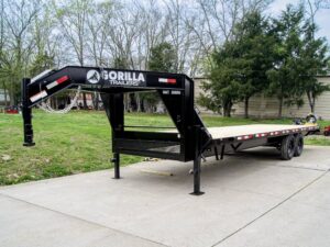 8.5×25 IBeam Gooseneck Straight Deckover Trailer (2) 7K Axles Slide Ramps 14K GVWR