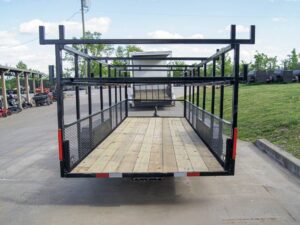 6.4×20 Straight Deck Tandem Utility Trailer Mesh Sides Double Ladder Racks - Image 6
