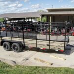 6.4×20 Straight Deck Tandem Utility Trailer Mesh Sides Double Ladder Racks