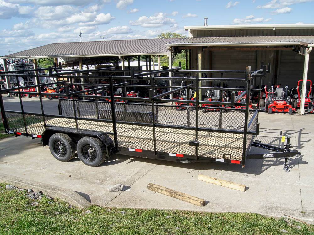 6.4×20 Straight Deck Tandem Utility Trailer Mesh Sides Double Ladder Racks 6.4×20 Straight Deck Tandem Utility Trailer Mesh Sides Double Ladder Racks - Image 1