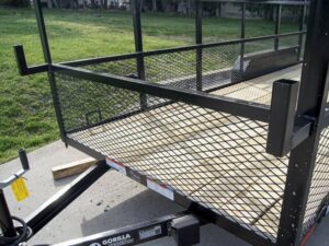 6.4×20 Straight Deck Tandem Utility Trailer Mesh Sides Double Ladder Racks - Image 9