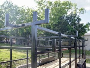 6.4×20 Straight Deck Tandem Utility Trailer Mesh Sides Double Ladder Racks - Image 10