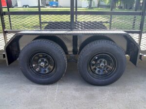 6.4×20 Straight Deck Tandem Utility Trailer Mesh Sides Double Ladder Racks - Image 15