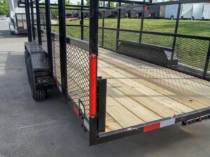 6.4×20 Straight Deck Tandem Utility Trailer Mesh Sides Double Ladder Racks - Image 13