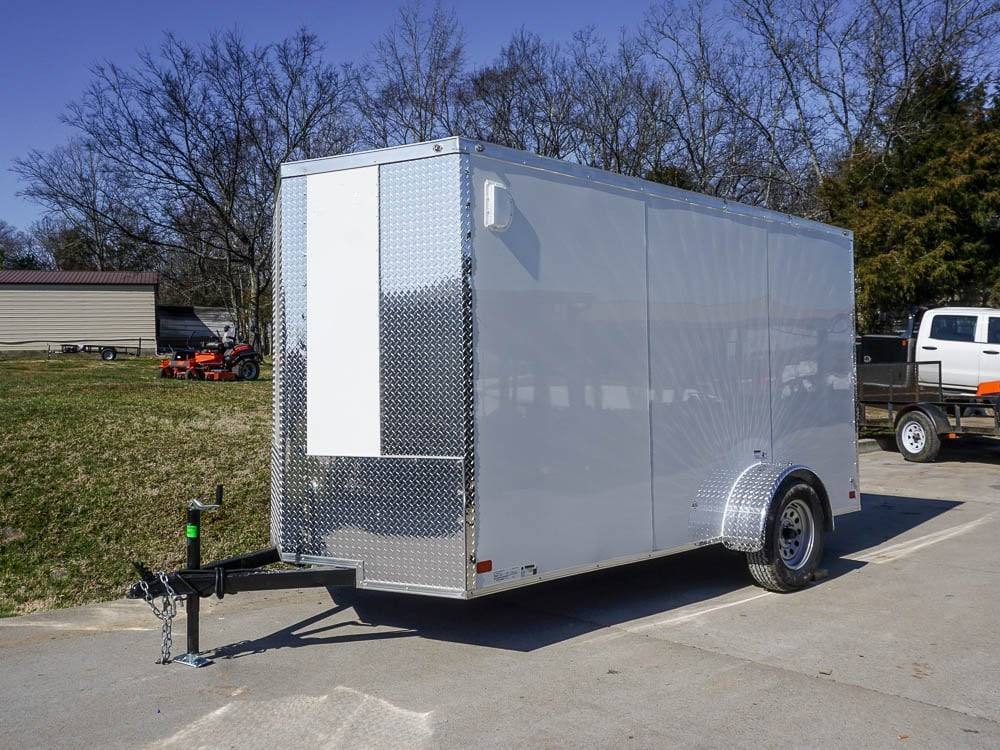 Enclosed Trailer 6′ X 12′ White V-Nose 3,500 lb. Axle Polycore Side Storage Enclosed Trailer 6′ X 12′ White V-Nose 3,500 lb. Axle Polycore Side Storage - Image 1