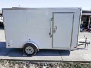 Enclosed Trailer 6′ X 12′ White V-Nose 3,500 lb. Axle Polycore Side Storage - Image 4