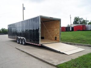 8.5×32 Black Enclosed Car Hauler Trailer With Ramp and Side Door (3) 7K Axles 21k GVWR - Image 4