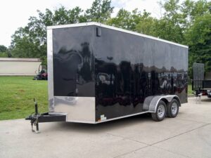 7×16 Black V-Nose Enclosed Storage Trailer (2) 3,500lb Axles