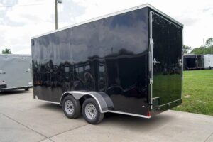 7×16 Black V-Nose Enclosed Storage Trailer (2) 3,500lb Axles - Image 3