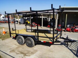 6.4×12 Straight Deck Utility Trailer 6ft Ladder Racks (2) 3500lb Axles