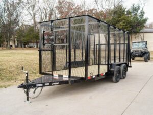 6.4×14 Powder Coated Straight Deck Utility Trailer 6ft Mesh Side Slide Up Gate - Image 3