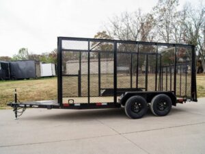 6.4×14 Powder Coated Straight Deck Utility Trailer 6ft Mesh Side Slide Up Gate - Image 4
