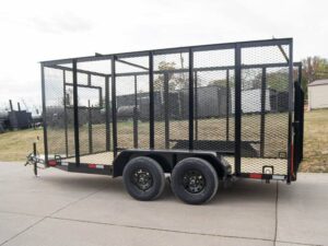 6.4×14 Powder Coated Straight Deck Utility Trailer 6ft Mesh Side Slide Up Gate - Image 5