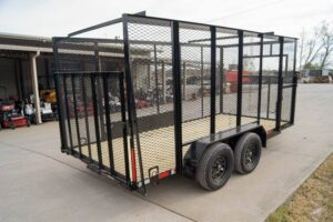 6.4×14 Powder Coated Straight Deck Utility Trailer 6ft Mesh Side Slide Up Gate - Image 7