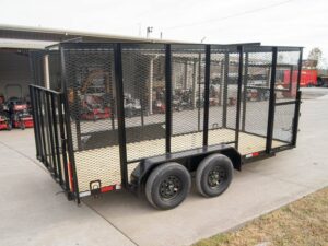 6.4×14 Powder Coated Straight Deck Utility Trailer 6ft Mesh Side Slide Up Gate - Image 8