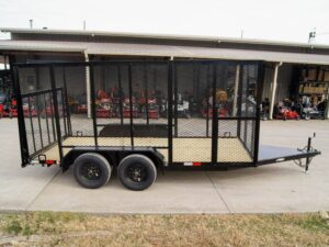 6.4×14 Powder Coated Straight Deck Utility Trailer 6ft Mesh Side Slide Up Gate - Image 9