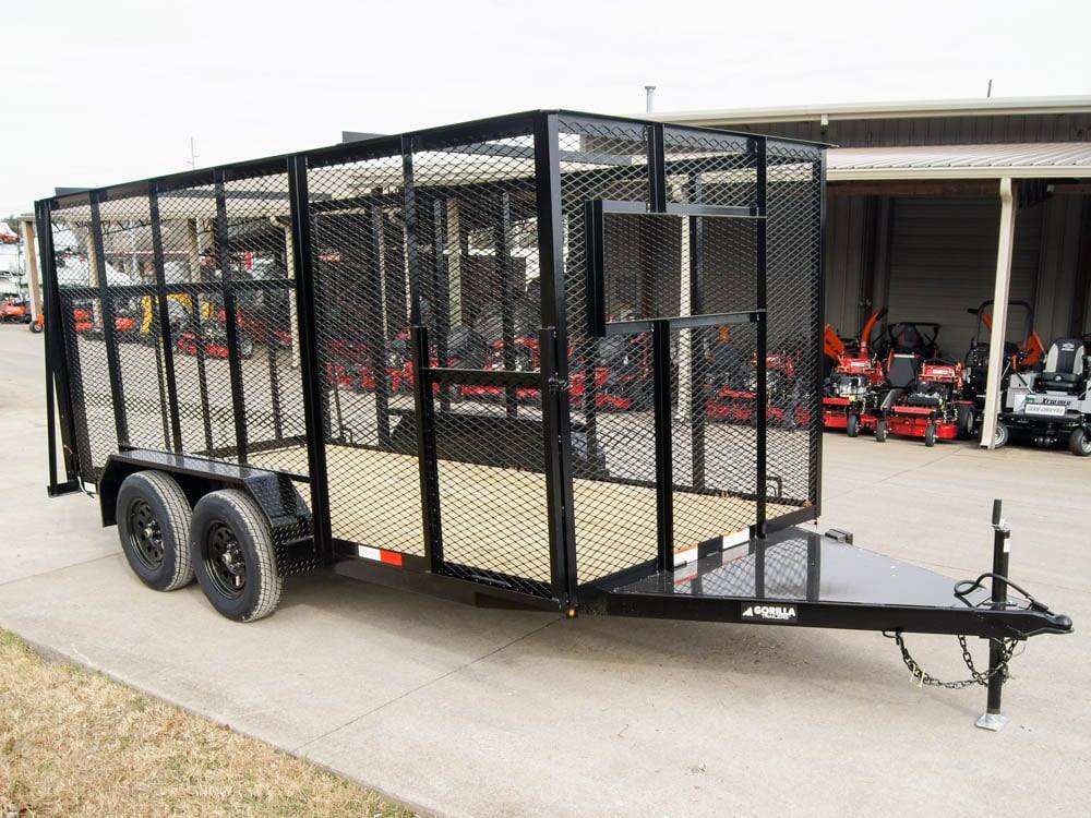 6.4×14 Powder Coated Straight Deck Utility Trailer 6ft Mesh Side Slide Up Gate 6.4×14 Powder Coated Straight Deck Utility Trailer 6ft Mesh Side Slide Up Gate - Image 1