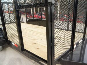 6.4×14 Powder Coated Straight Deck Utility Trailer 6ft Mesh Side Slide Up Gate - Image 12