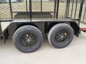 6.4×14 Powder Coated Straight Deck Utility Trailer 6ft Mesh Side Slide Up Gate - Image 14