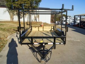 6.4×12 Straight Deck Utility Trailer 4.5ft Ladder Racks (2) 3,500lb Axles - Image 2
