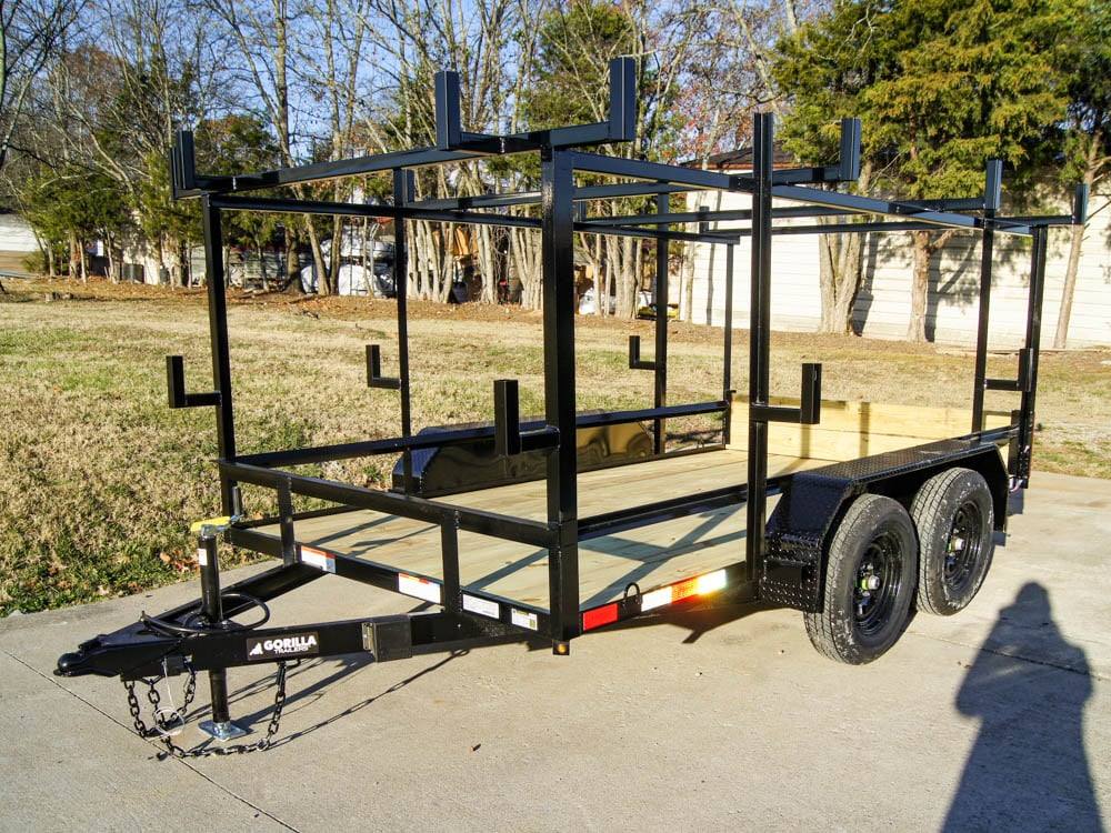 6.4×12 Straight Deck Utility Trailer 4.5ft Ladder Racks (2) 3,500lb Axles 6.4×12 Straight Deck Utility Trailer 4.5ft Ladder Racks (2) 3,500lb Axles - Image 1