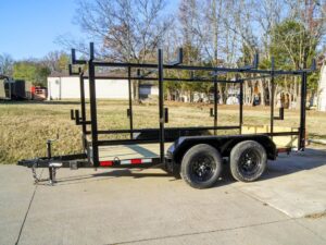 6.4×12 Straight Deck Utility Trailer 4.5ft Ladder Racks (2) 3,500lb Axles - Image 3