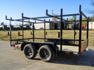 6.4×12 Straight Deck Utility Trailer 4.5ft Ladder Racks (2) 3,500lb Axles - Image 4