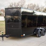 7×14 Black V-Nose Enclosed Trailer Blkout Pkg (2) 3,500lb Axles Elec Pkg