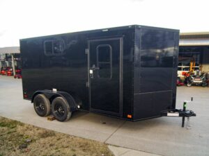 7×14 Black V-Nose Enclosed Trailer Blkout Pkg (2) 3,500lb Axles Elec Pkg - Image 3