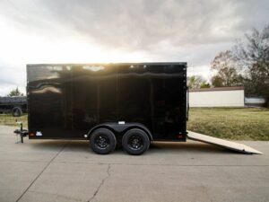 7×14 Black V-Nose Enclosed Trailer Blkout Pkg (2) 3,500lb Axles Elec Pkg - Image 7