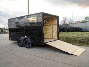 7×14 Black V-Nose Enclosed Trailer Blkout Pkg (2) 3,500lb Axles Elec Pkg - Image 8