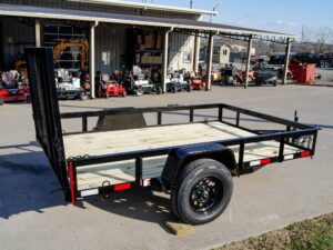 7×10 Powder Coated Straight Deck Utility Trailer 3,500lb Axles Tall Gate - Image 6