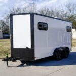 7×14 White V-Nose Enclosed Trailer (2) 3,500lb Axles Windows Elect & Blkout Pkg