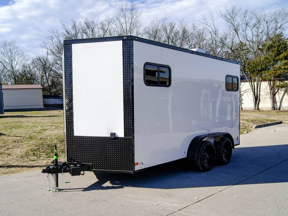 7×14 White V-Nose Enclosed Trailer (2) 3,500lb Axles Windows Elect & Blkout Pkg 7×14 White V-Nose Enclosed Trailer (2) 3,500lb Axles Windows Elect & Blkout Pkg - Image 1