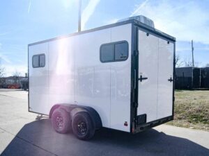 7×14 White V-Nose Enclosed Trailer (2) 3,500lb Axles Windows Elect & Blkout Pkg - Image 3