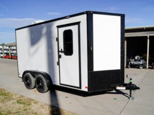 7×14 White V-Nose Enclosed Trailer (2) 3,500lb Axles Windows Elect & Blkout Pkg - Image 4