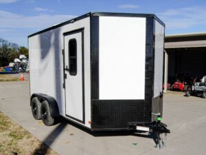 7×14 White V-Nose Enclosed Trailer (2) 3,500lb Axles Windows Elect & Blkout Pkg - Image 8