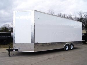 8.5×24 White V-Nose Enclosed Trailer 9ft Interior (2) 5,200lb Axles